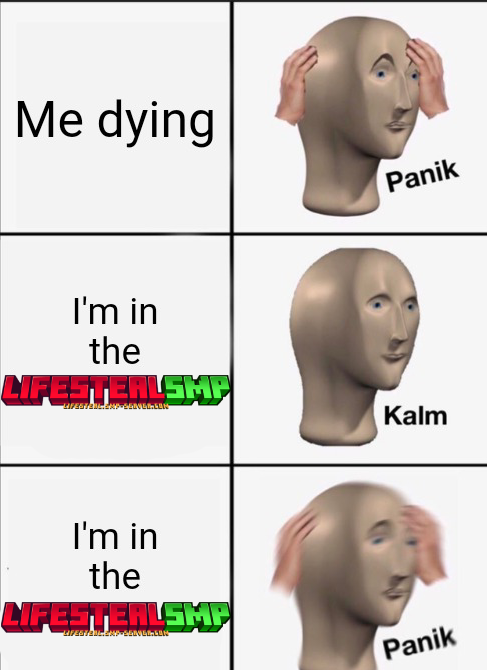 LifeStealServer's tweet photo. 😂😱 Panik or Kalm? The LifeSteal SMP Server always keeps us on our toes! 💥🎮 Join today with the IP ADDRESS IN BIO to join the rollercoaster! #LifeStealSMP #Minecraft #MinecraftServers #SMP #MinecraftMemes 🌍 #MinecraftTrending #MinecraftViral https://t.co/FBfkMQhP6O