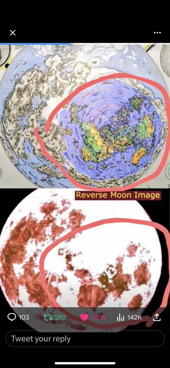 DarkLillith2's tweet photo. @TheFlatEartherr My theory is the earth is round, but it’s much much bigger than they lead on. Or at least it used to be. Also, the moon is plasma. https://t.co/FEaqvSa42Q