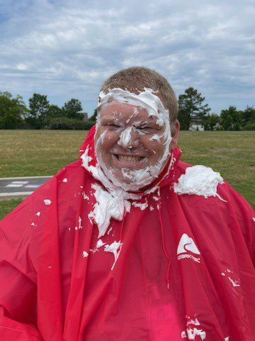 Hmoranbates's tweet photo. Pie-the-Teacher event to raise money for USCRI of NC. The organization supports refugees in our area. This was the winning idea from our 7th grade Module 1 projects! Thank you to the DDMS PTA for supporting us. @DDMSBuzz https://t.co/CePYISWKcC