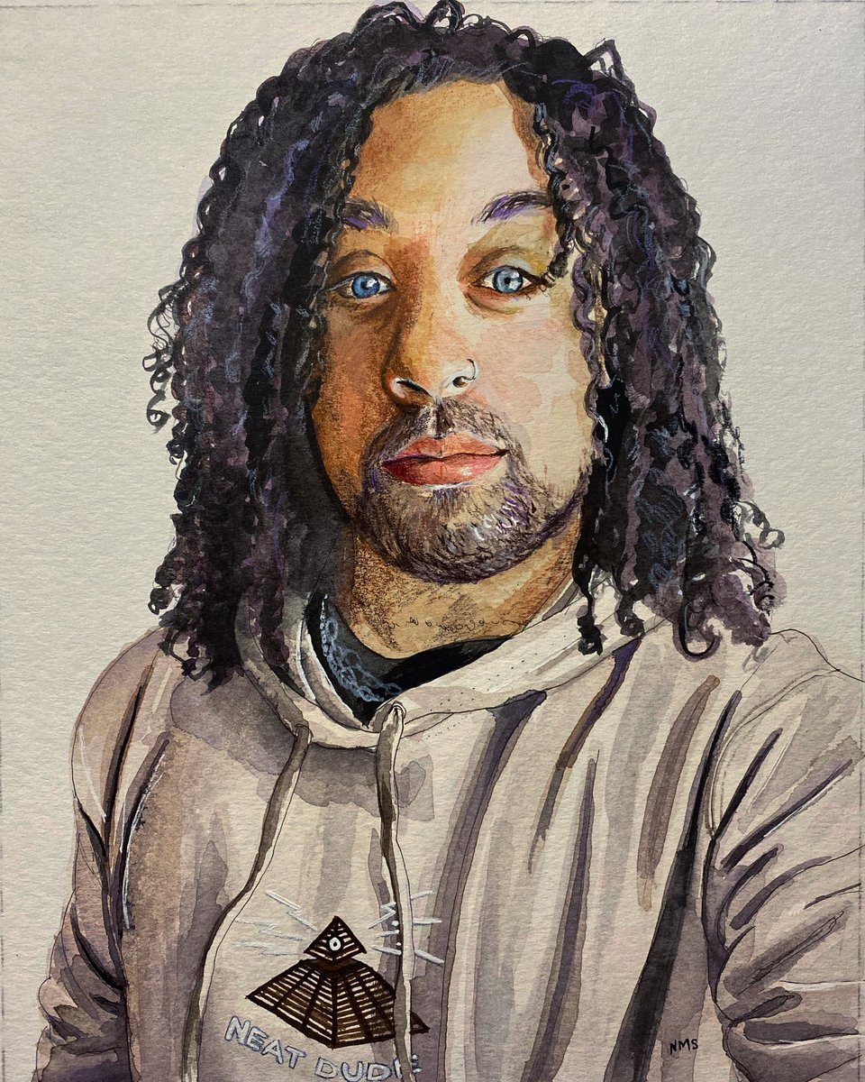 Watercolor portraits are so much fun 👻😌 Here’s one I did of <a href="/xdetune/">detune</a>