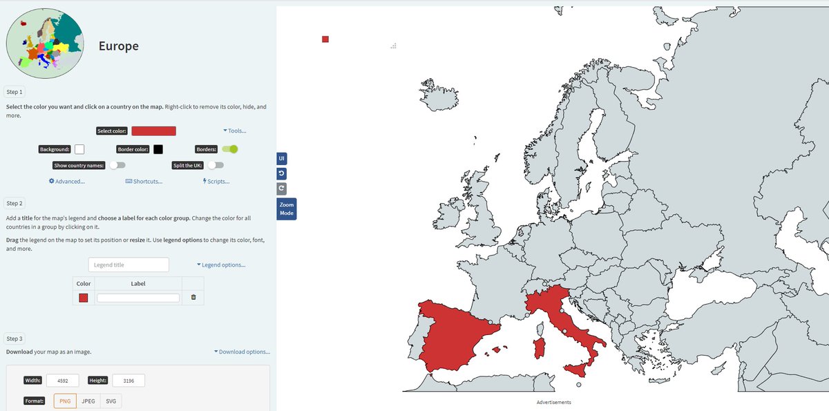 Os traemos una magnífica herramienta gratuita y sin necesidad de registro con la que podéis personalizar y editar mapas a vuestro gusto.  Muy útil para Geografía e Historia. 🙂
mapchart.net