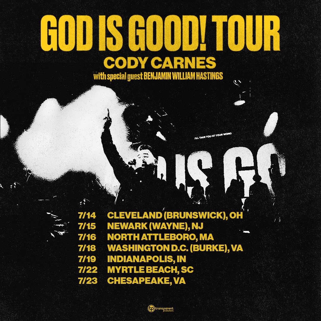 Tickets are ON SALE NOW for the God Is Good! summer tour! 7/14 Cleveland (Brunswick), OH 7/15 Newark (Wayne), NJ 7/16 North Attleboro, MA 7/18 Washington D.C. (Burke, VA) 7/19 Indianapolis, IN 7/22 Myrtle Beach, SC 7/23 Chesapeake, VA transparentproductions.com/events-in-tour…