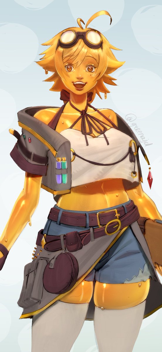 recent commission the cutes slime girl i've ever drawn (she do be looking like she's made out of honey tho🙈)