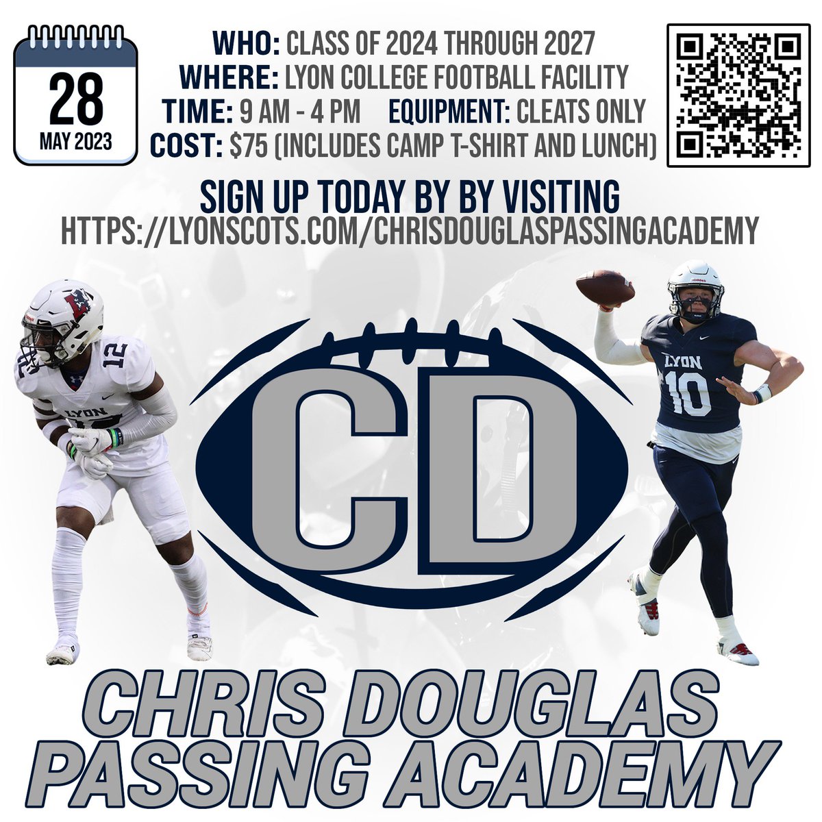 _Lyon_Football's tweet photo. 🏈 Lyon Football presents two exciting camps on May 28th. Get ready to elevate your game with direct coaching, technique refinement, and more. Don't miss out! Register now at https://t.co/VTeAnkppJa! #LyonFootballCamp https://t.co/WB0Z4bVY1E