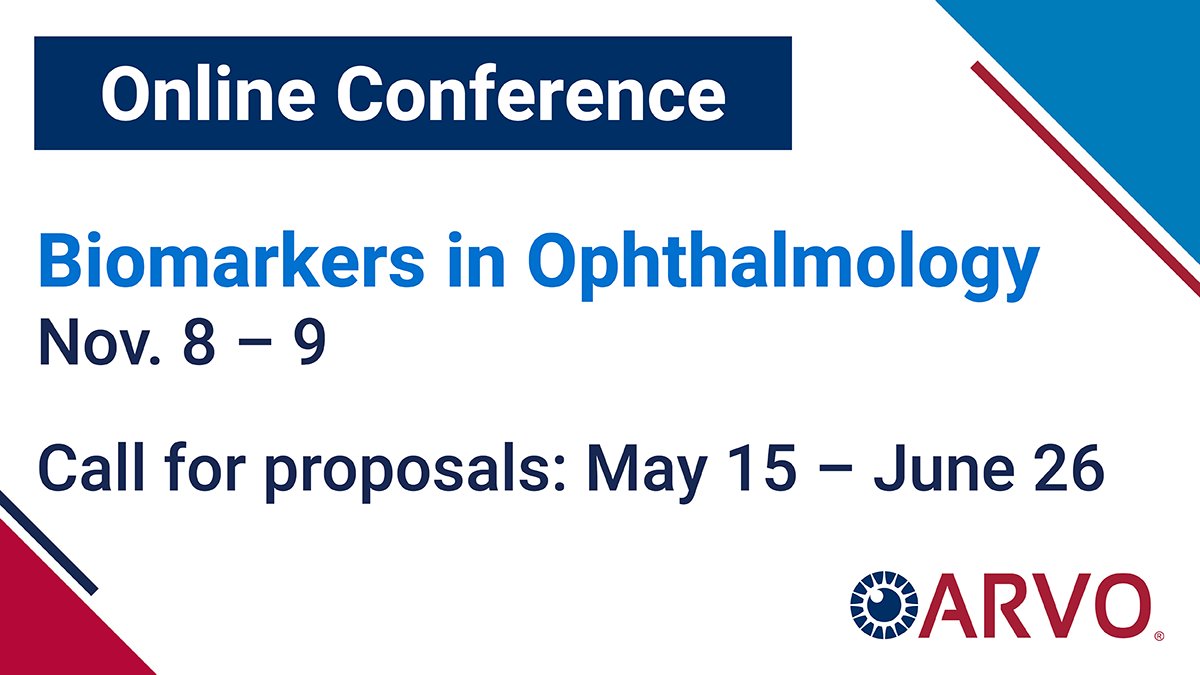 For its Biomarkers Conference, <a href="/ARVOinfo/">ARVO</a> is inviting proposals for sessions that will expand basic and clinician-scientists' understanding of #biomarkers and their current/future role in diagnosing, treating and curing #oculardisorders. Submit by June 26: bit.ly/3MmgGjG