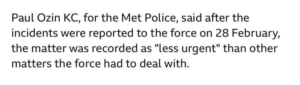 There you have it, Met police confirming indecent exposure is “less urgent” than other matters in #WayneCouzens hearing. A total failure by the force to recognise the escalation of violence from perpertrators who commit sexual offences against women.
bbc.co.uk/news/uk-englan…