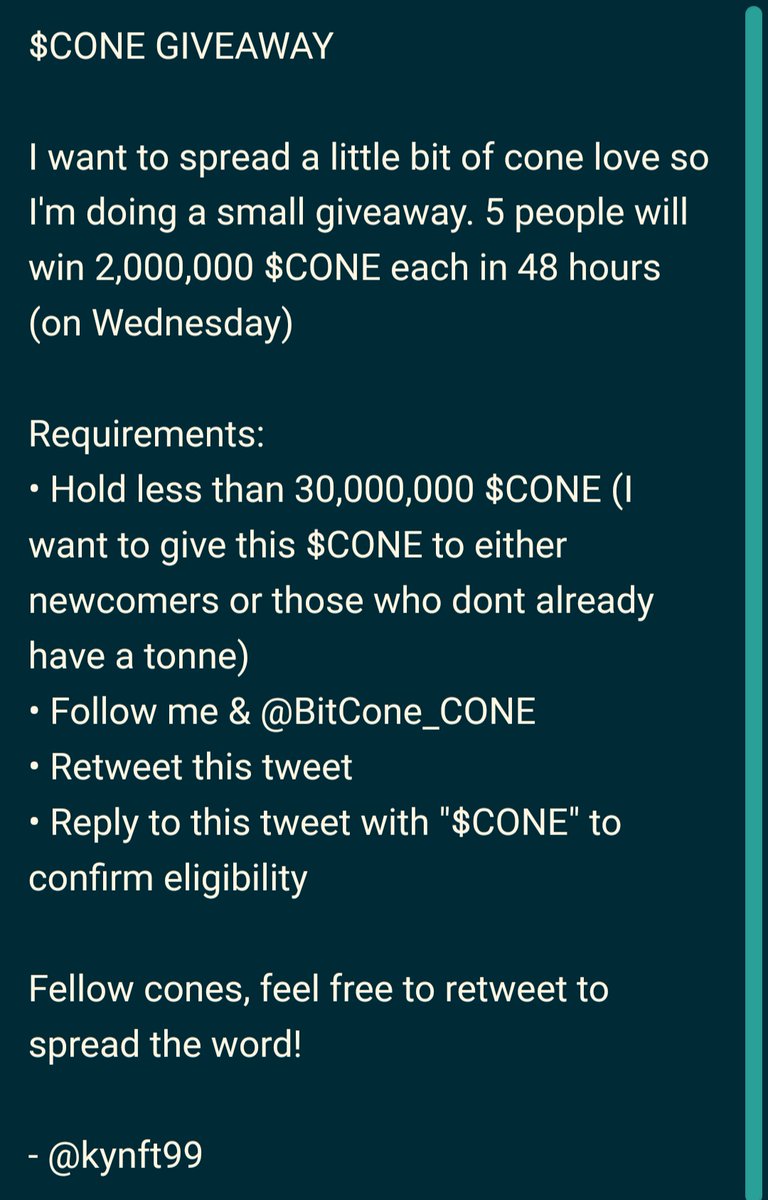 🚀🚨 $CONE GIVEAWAY🚨🚀