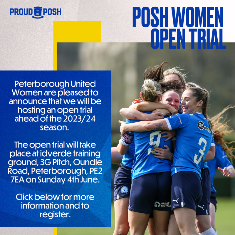 theposhwomen's tweet photo. 🚨 𝗢𝗣𝗘𝗡 𝗧𝗥𝗜𝗔𝗟 🚨

We will be hosting an open trial for the first team ahead of the 2023/24 campaign. 

📅 Sunday 4th June
⏰ 2-4pm
🏟️ idverde Training Ground
🚨 You will need to be 16+ to attend

Click the link below to register your interest.

#pufc
