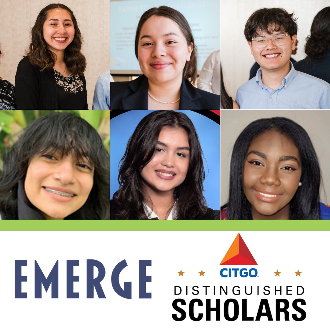 emergevillage's tweet photo. Congratulations to the six members of EMERGE's Class of 2023 who've been honored as @CITGO  Distinguished Scholars!

Jacquelin F. (top left) is a senior at @northside_hs in @HoustonISD  who was honored in the athletics category. She is headed to @Columbia this fall. https://t.co/PiMIBtC56c