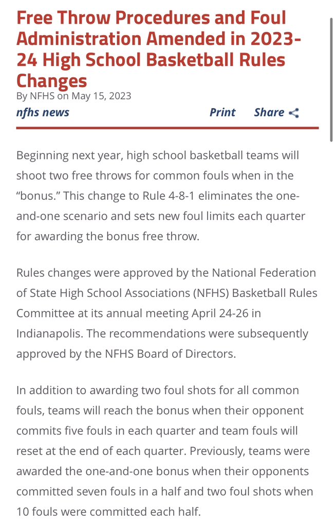 Rich Flanagan on Twitter "Major rule change coming to high school 🏀 as