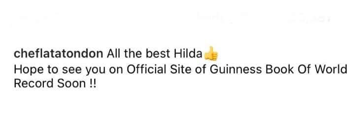 General_Joshua's tweet photo. Lata Todon is the current @GWR holder, she's rooting big time for Hilda Baci. How are you encouraging the person struggling to get your present position?? Just saying thou

Congratulations to Chef Hilda 🥂 https://t.co/ugVKva9BSe