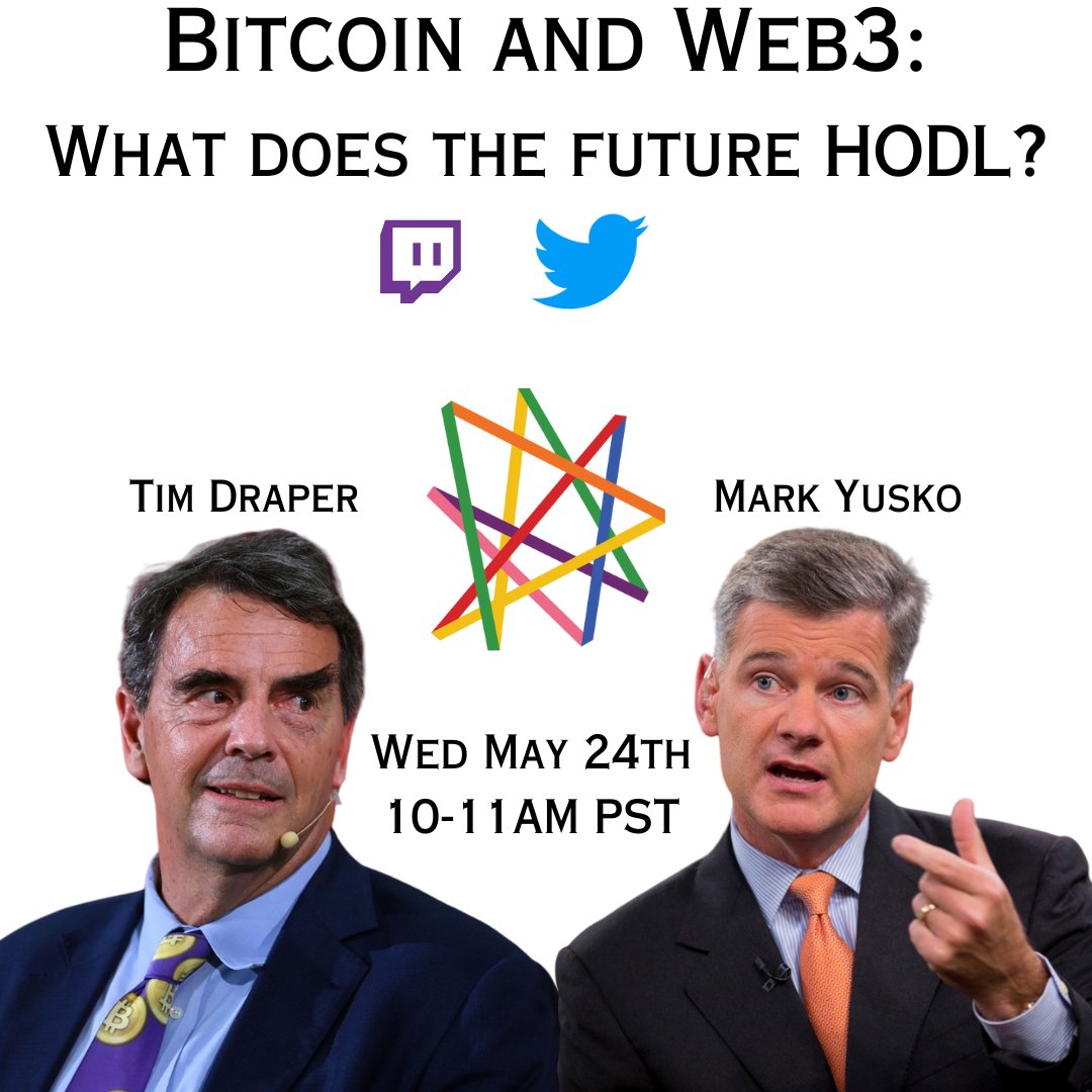 sid sridhar (@thesidsridhar) on Twitter photo Join me, <a href="/TimDraper/">Tim Draper</a> & <a href="/MarkYusko/">Mark W. Yusko - Two Point One Quadrillion</a> next Wednesday right here on Twitter for an amazing MasterClass on investing in Bitcoin & Web3.
Whether you're a fund raising, an LP looking to deploy, or a startup looking to raise - I highly suggest tuning in and reaching out after... Join me, <a href="/TimDraper/">Tim Draper</a> & <a href="/MarkYusko/">Mark W. Yusko - Two Point One Quadrillion</a> next Wednesday right here on Twitter for an amazing MasterClass on investing in Bitcoin & Web3.
Whether you're a fund raising, an LP looking to deploy, or a startup looking to raise - I highly suggest tuning in and reaching out after...