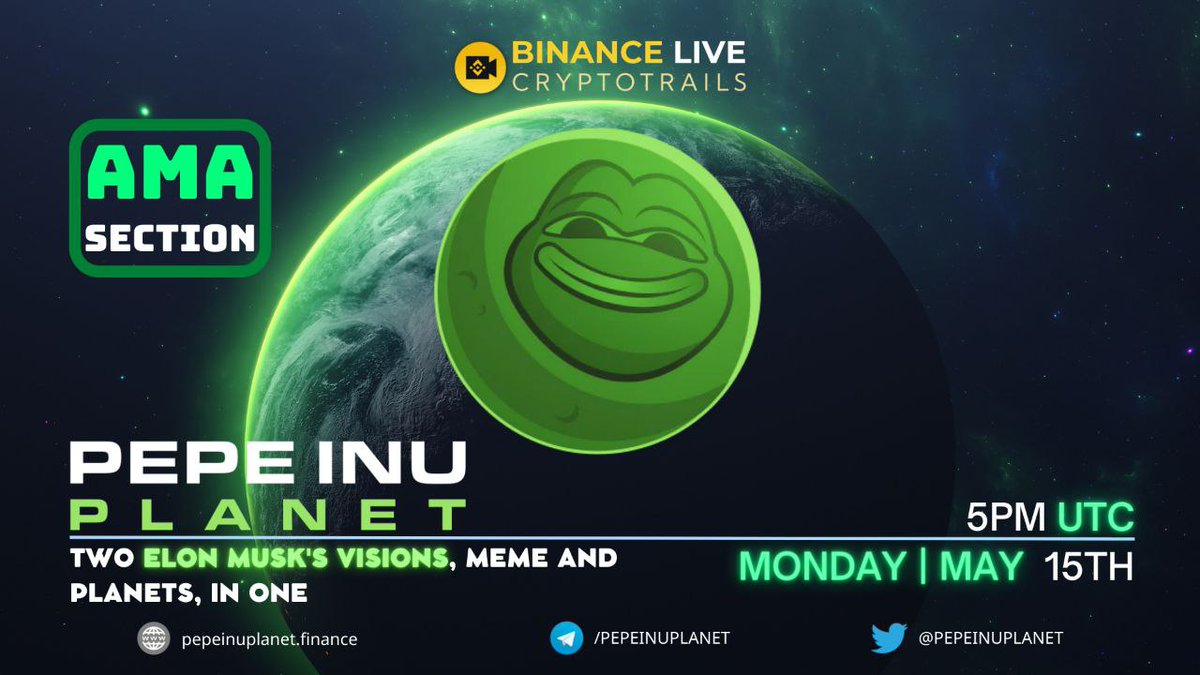🐸 Did you miss Binance Live AMA? Listen recording here

💸 Binance Live AMA: binance.com/en/live/video?…

🚀 Pinksale 🚀🚀: pinksale.finance/launchpad/0xAC…

#bnb #pepe #binance