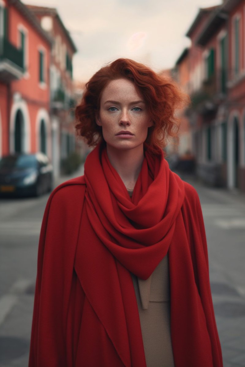 portrait of a woman, red, s...