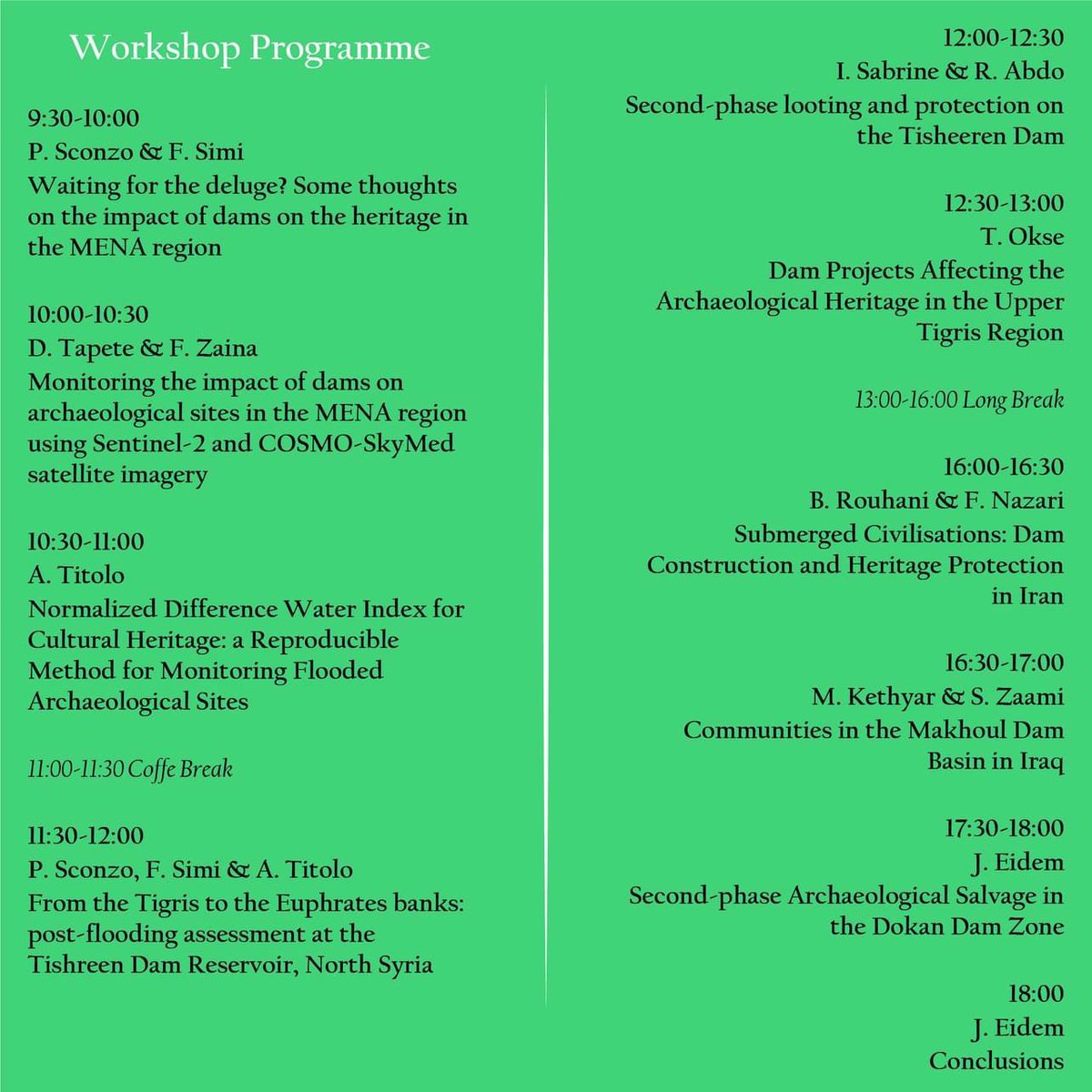 Workshop season is going great!

If next week you are attending the 13th ICAANE in Copenhagen (or online), you are invited to our workshop "Drowning Landscapes" co-organised with Paola Sconzo (UniPa) and Jesper Eidem (UniPi).

Take a look at the programme!