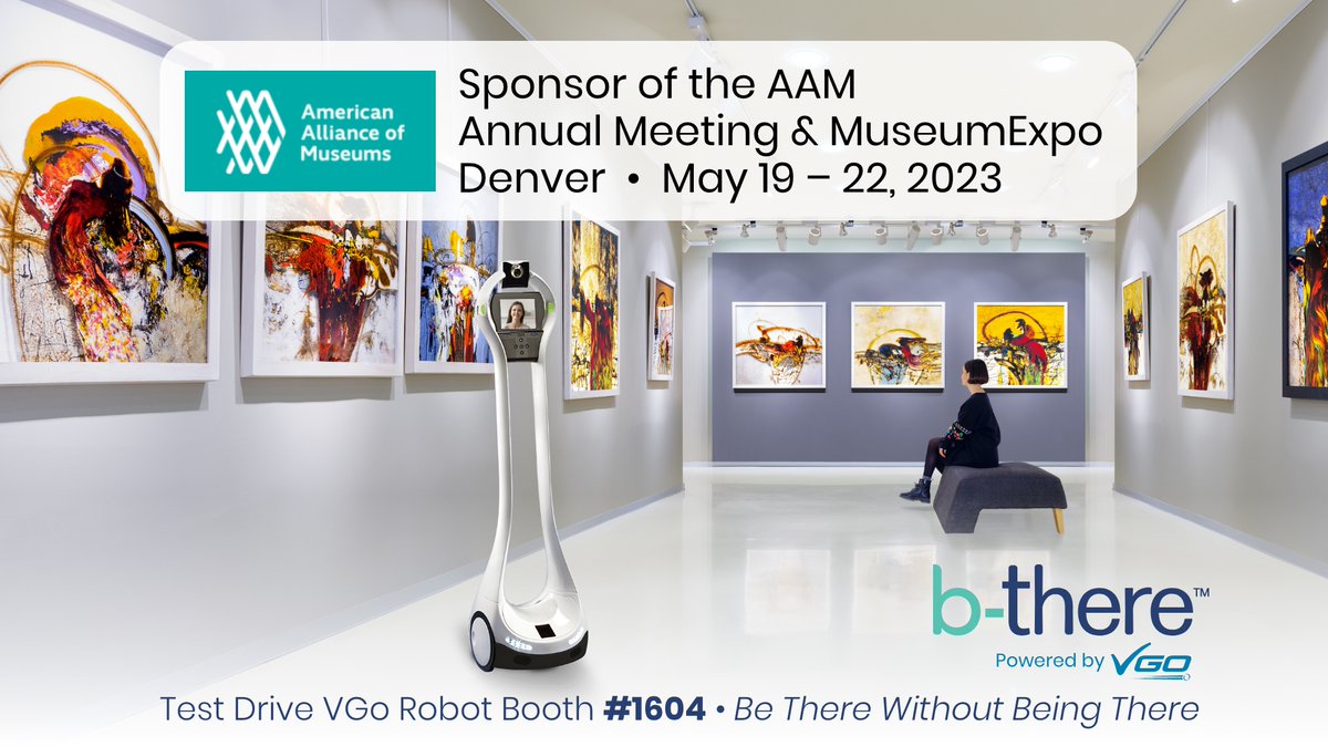 Test drive <a href="/VecnaInc/">Vecna</a>'s #VGo #Telepresence #Robot at the #AAM2023 Expo in #Denver this week and discover how the b-there Network brings virtual tours to attendees unable to be there in person. hubs.la/Q01PWF1W0
#Teletours #SelfGuidedTours #bthereNetwork #VGoforRecreation