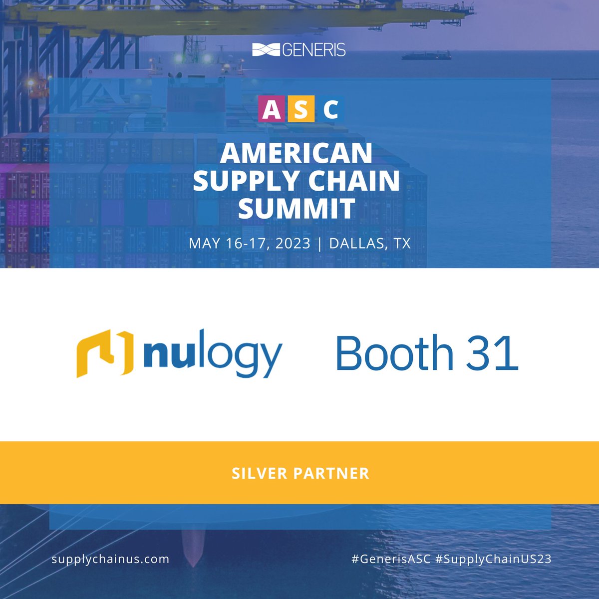 We're in Dallas at Generis American Supply Chain Summit this week! Stop by Booth 31 and say hi to @jdtham and Shiv Arora supplychainus.com #GenerisASC #SupplyChainUS23 @SupplyChainUS
