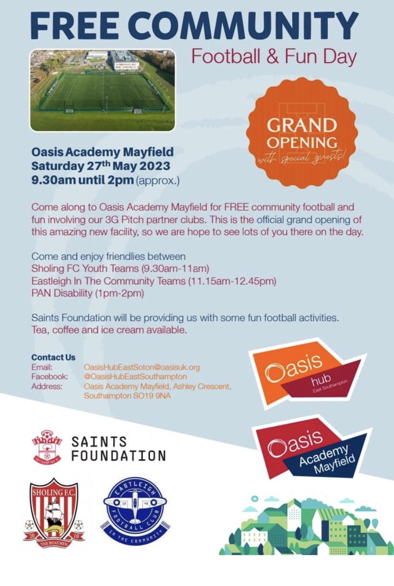 Everyone welcome ❤️⚽️❤️
<a href="/sholingfc/">Sholing FC</a> <a href="/EastleighFC/">Eastleigh FC</a> <a href="/OasisMayfield/">Oasis Academy Mayfield</a>