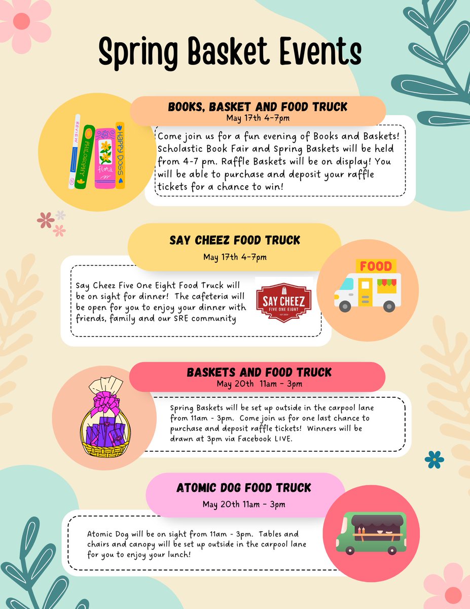 Spring Baskets is in full swing! Save these dates! #SREPTO #SRESpringBaskets