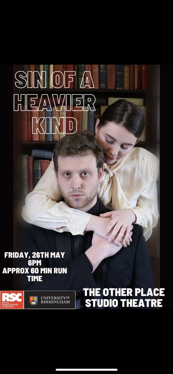 jbutlervo's tweet photo. Just 11 days now until we perform our brand new show ‘Sin Of A Heavier Kind’ at The Other Place Studio Theatre in Stratford-upon-Avon. Written in collaboration with @TheRSC and @ShakesInstitute 
Tickets are completely free and you can get yours here: https://t.co/kEvfCRRESX https://t.co/3DfnQ45Zh5