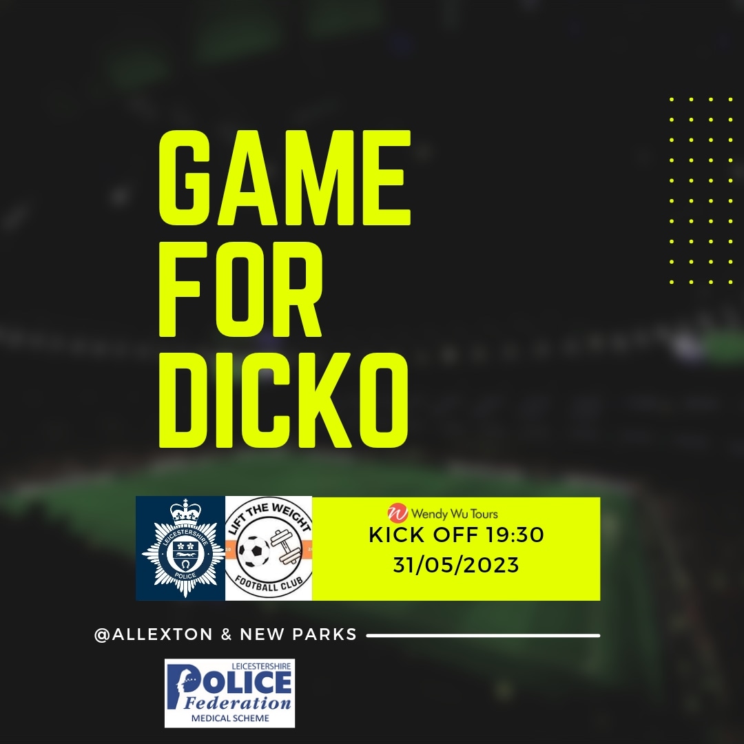 Our next game is a poignant one. Some of our squad raised money for causes close to Dicko's ❤️. We want to raise some more and remember our colleague. We play against Lift The Weight FC. Our hosts will our @anpfc and we hope to have you join us to celebrate Dicko.