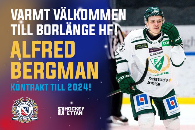 ✅✍️ Vi kan med glädje även presentera kvällens andra nyförvärv då vi välkomnar Alfred Bergman till Borlänge Hockey! - Jag är en hårt jobbande spelare som kommer att göra allt som krävs för att laget ska vinna, säger Alfred. 👉Läs mer på borlange-hockey.se