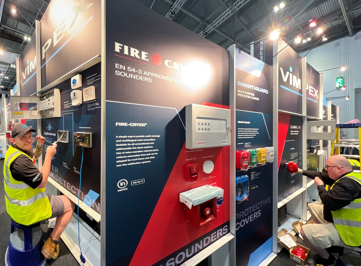 VimpexLtd's tweet photo. @VimpexLtd team working hard to finesse our #firex2023 stand showing an incredible depth and range of products - from the UK's only independent manufacturer specialising in FD&amp;A #evacuation products. Please come and see us and say hello.
#firealarm #firesafety https://t.co/0Qhmytlpwe