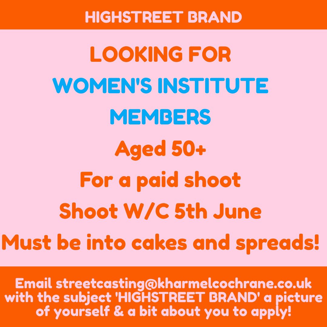 hellolucykenny's tweet photo. #CASTING for real Women’s Institute members, email streetcasting@kharmelcochrane.co.uk https://t.co/3kovOKZ8eA