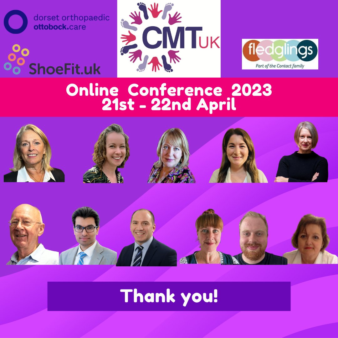 A big 'thank you' goes out to all our attendees, speakers and sponsors and everyone else involved in this year's CMTUK Conference.  

We have summarized the content from each session - please click here to read more: cmt.org.uk/post-cmtuk-con…

#cmt #charcotmarietooth #cmtaware