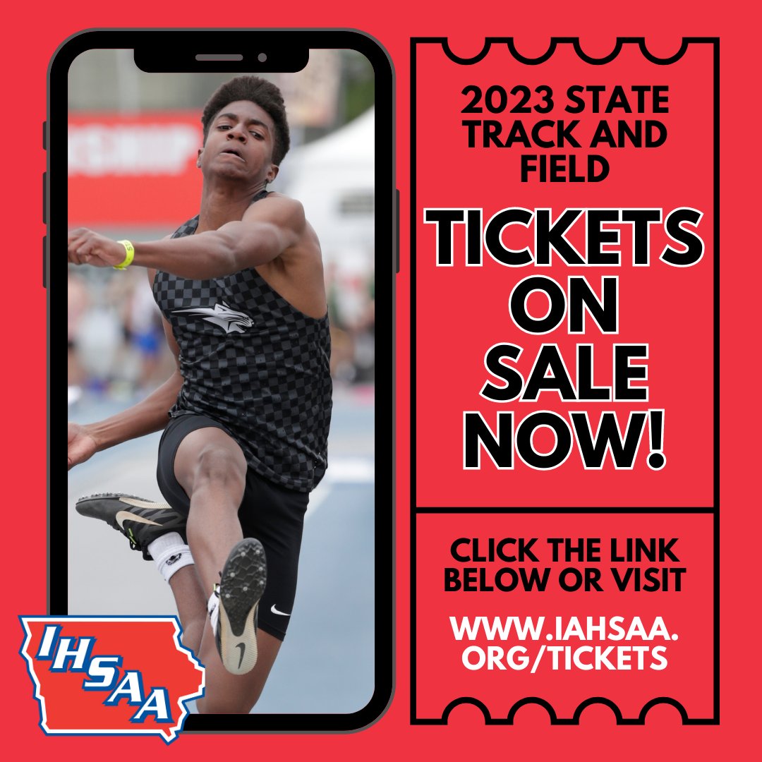 Tickets for the 2023 Iowa High School Track &amp; Field Championships are on sale now! RUN and grab them to cheer on all #iahstrk athletes this week! 🎟️ iahsaa.org/tickets/