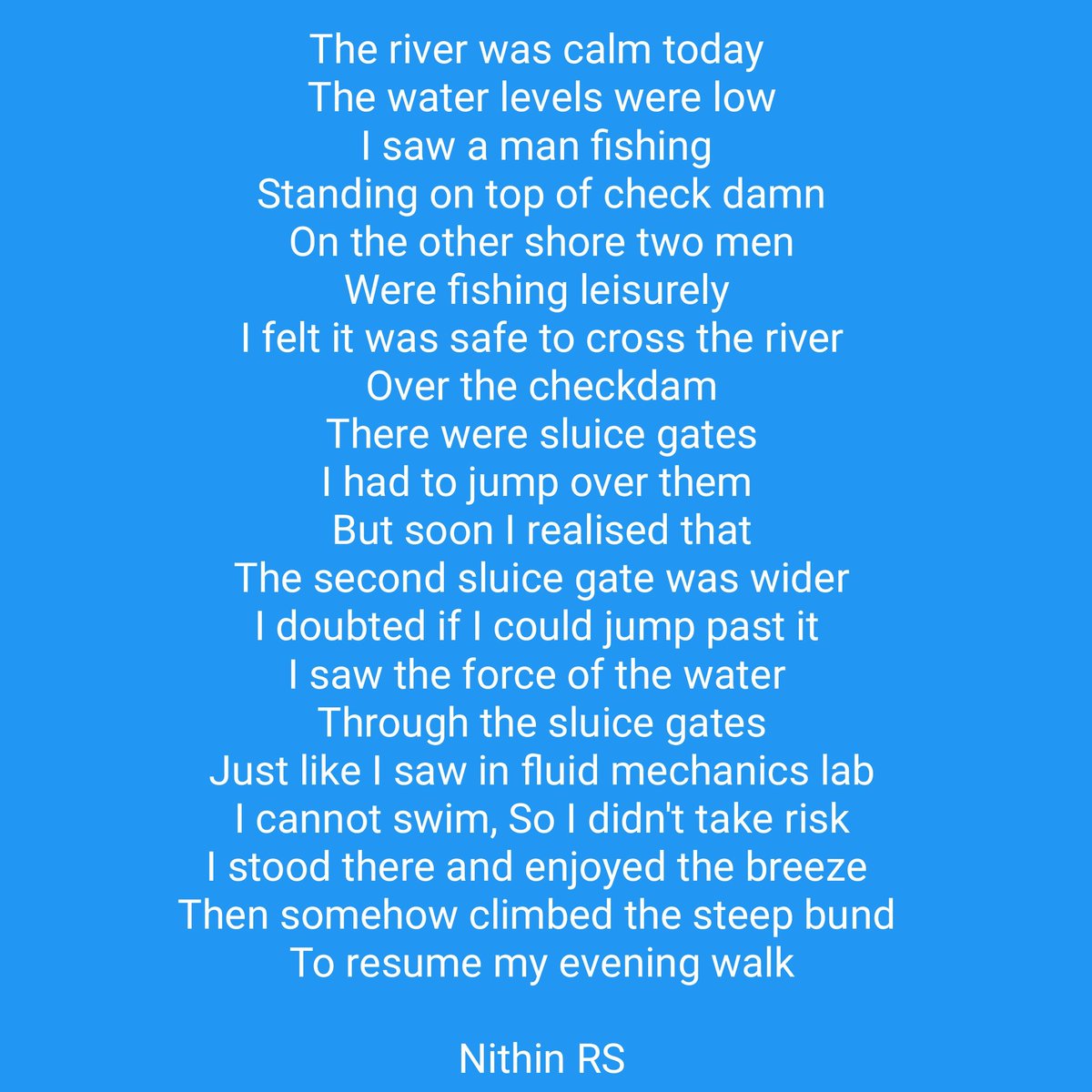 Check Dam
#poetry #PoetryPrompts #poem #poetrytwitter #poetrylovers #poesie
#poema #poesia #River #dam