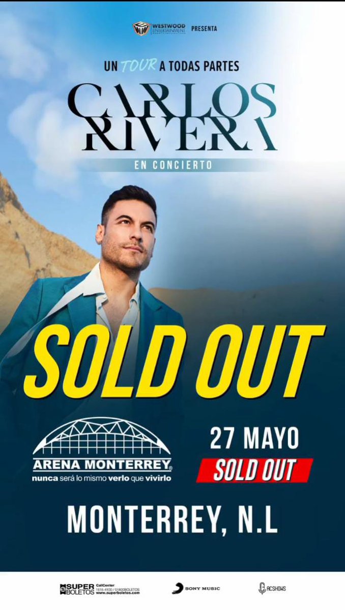 Alondra90854310's tweet photo. Tenemos #SoldOut 👏👏 #Monterrey
#PoderRiverista
#UnTourATodasPartes 🌎✈️
@mikenoriega
@davidedwardwest
@jjuarezww
@westwoodfans
@WestwoodEntt
@Sonymusic
@CR_ClubPorTi
@_CarlosRivera
@PorTi_SedeMty https://t.co/r48n3CL0gZ