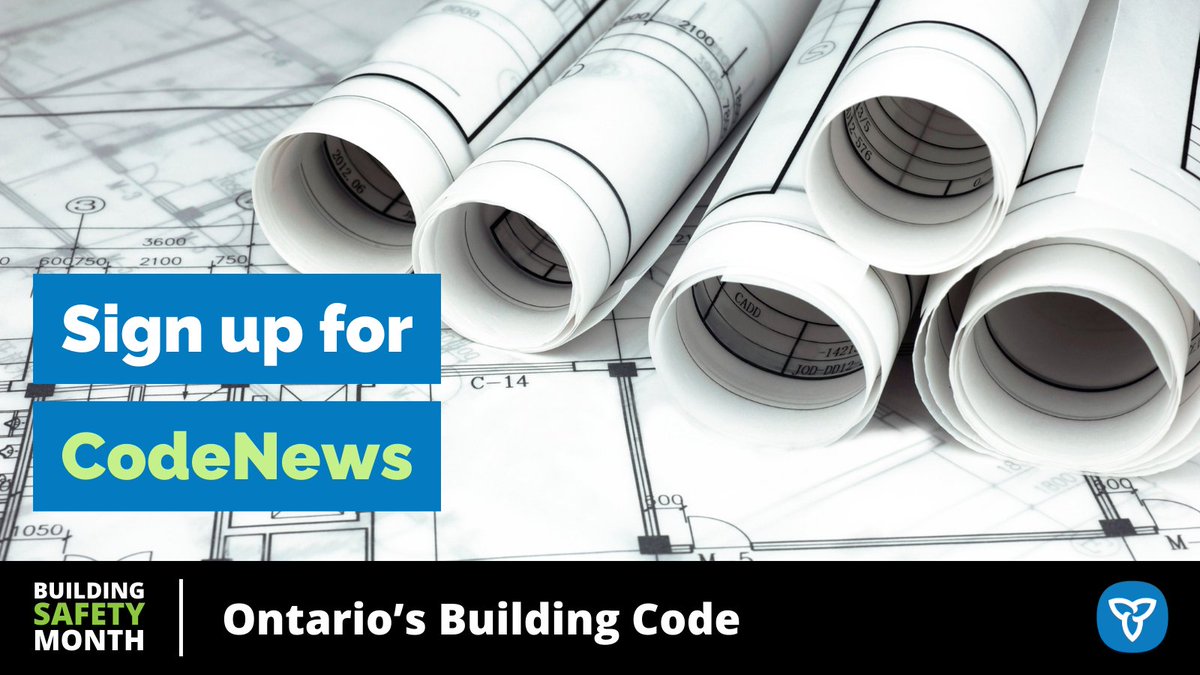 ONmunicipal's tweet image. [2/2] 
Get the latest on changes to Ontario’s Building Code by signing up for the CodeNews email newsletter: iaccess.gov.on.ca/BCNewsWeb/subs… 
#BuildingCodeMatters #BuildingSafetyMonth