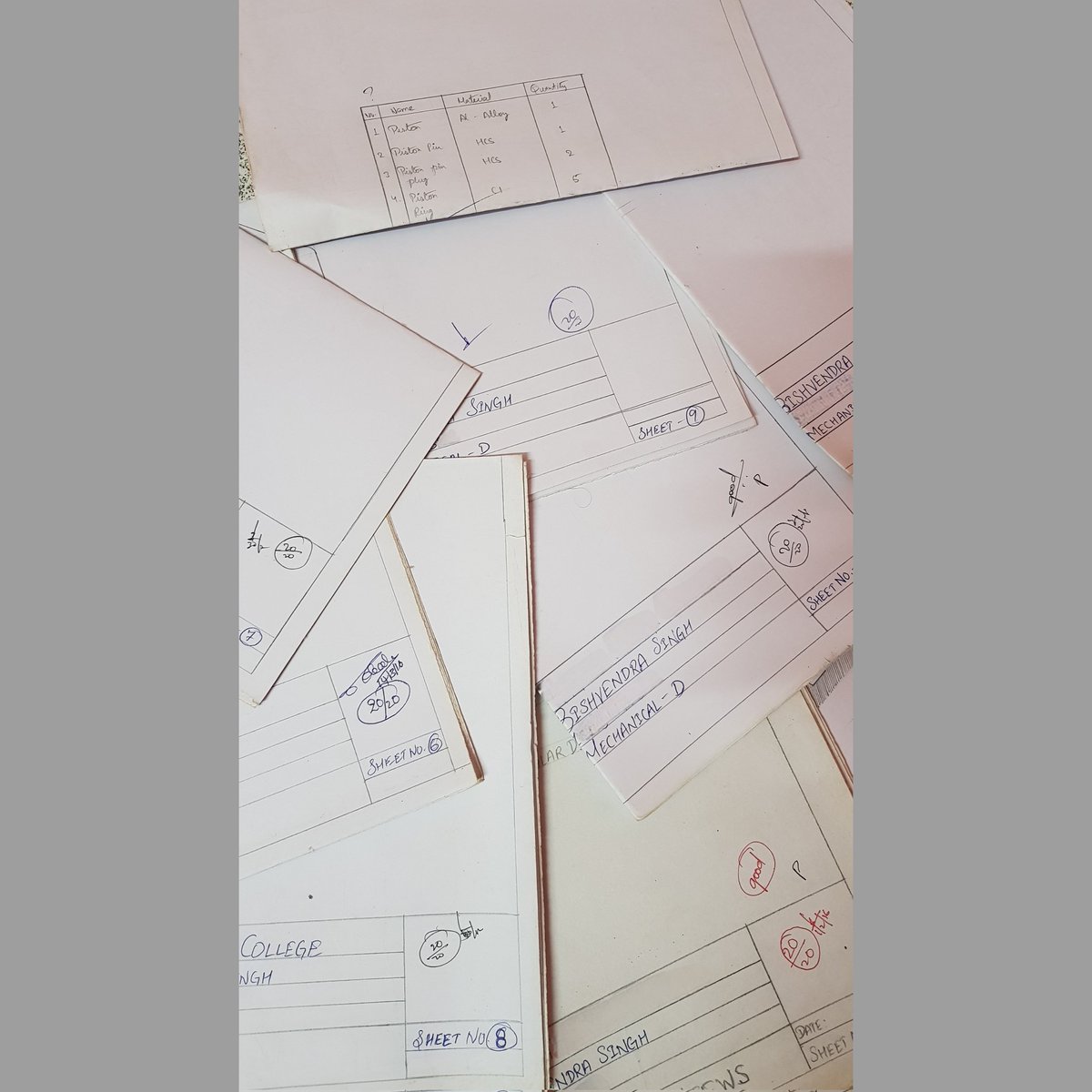 bishvendrasingh's tweet photo. You always finds something or other while cleaning your cupboards.

I found my Machine drawings (charts) - it was my favourite thing (subject) to do.

College days.

#Engineering
#Mechanical #nostalgic #studentlife #student https://t.co/9SxKuEvKWY