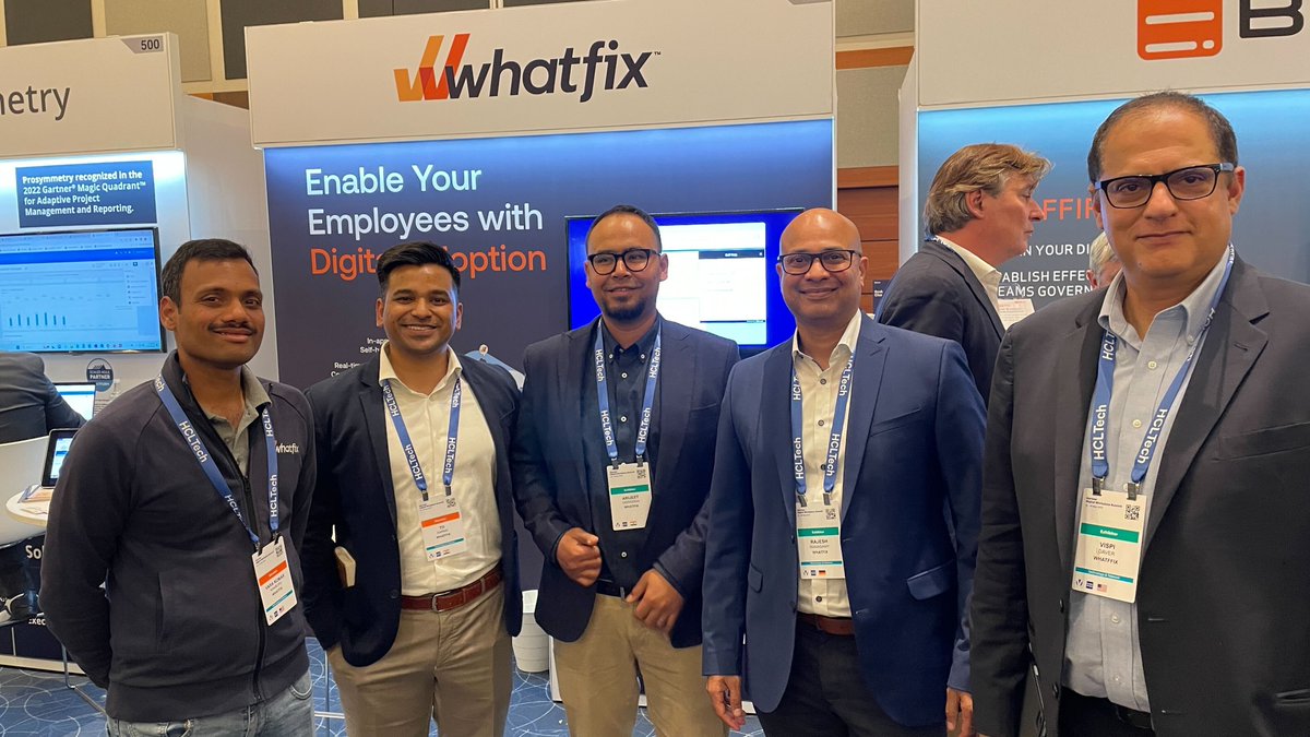whatfix's tweet image. Team #Whatfix is having an awesome time at the @Gartner_inc  Digital Workplace Summit! 
Swing by booth #501, for a quick chat on #technology adoption!
#GartnerDW #digitaladoption