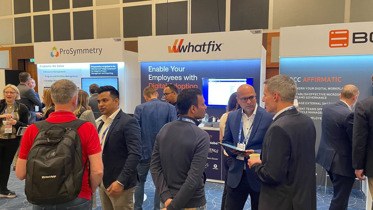 whatfix's tweet image. Team #Whatfix is having an awesome time at the @Gartner_inc  Digital Workplace Summit! 
Swing by booth #501, for a quick chat on #technology adoption!
#GartnerDW #digitaladoption