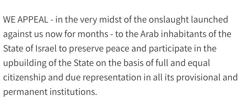 LikudUK's tweet photo. @jeremycorbyn knows that this is a lie.
The truth is very different. Below is direct from the Declaration of Independence.
Full text here https://t.co/IKWFcJNBJj #DeclarationDay #Israel75 https://t.co/VIyw8yhYiF