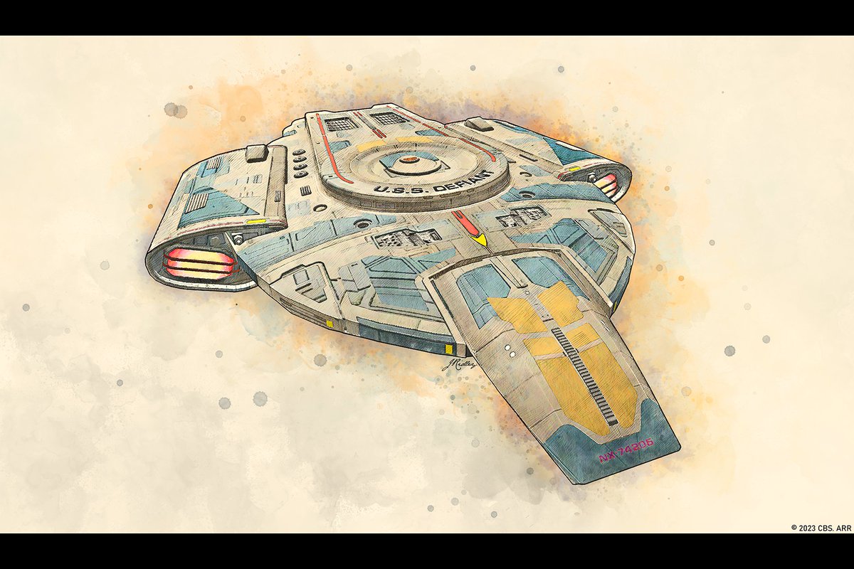 JaceRidley's tweet photo. My most requested ship after Voyager and Enterprise-A. The USS Defiant. 

A Tough Little Ship. 
Does she meet with your approval Captain @akaWorf ? @4TerryFarrell @NanaVisitor @CirrocL 

#StarTrek #StarTrekDS9 #StarTrekVoyager #StarTrekTNG #StarTrekPicard #StarTrekLegacy #Artists https://t.co/kYnV8rEo4L