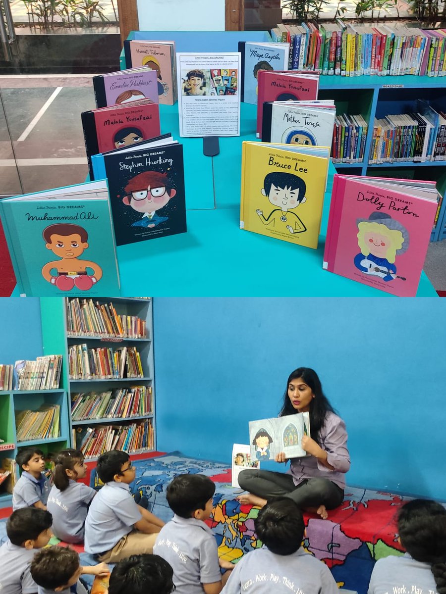 Author Study is a great way to expose children to a variety of books by the same author.Primary learners   were introduced to authors like Mo Willems, P.D Eastman, Lauren Child,
Isabel Sanchez Vegara, Sudha Murthy and Henry Winkler by reading their books in the Library@PSN