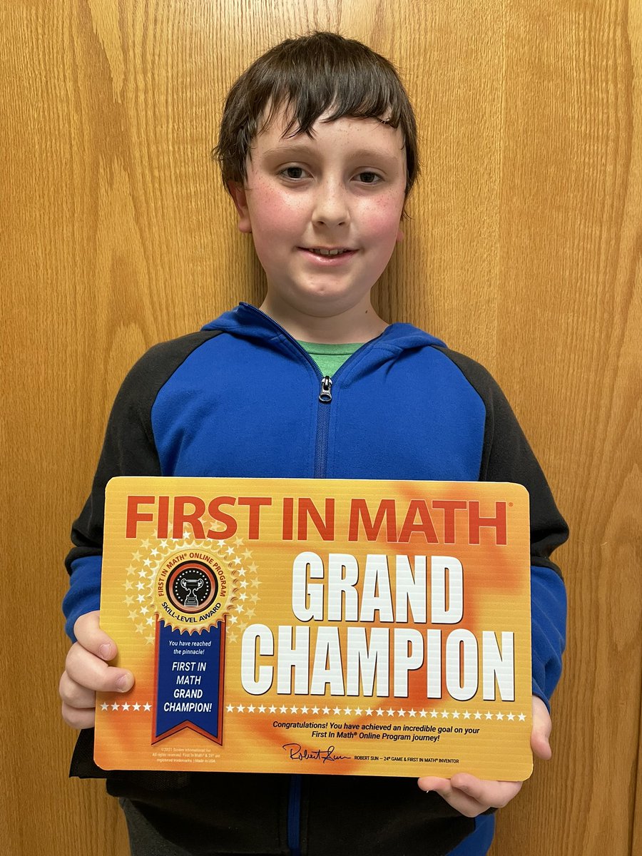 Congratulations to this <a href="/SASD_Franconia/">Franconia Elementary</a> Falcon who became our 48th <a href="/FirstInMath/">First In Math</a> Grand Champion (10,000+ stickers)! 
🏆➕➖✖️➗🏆