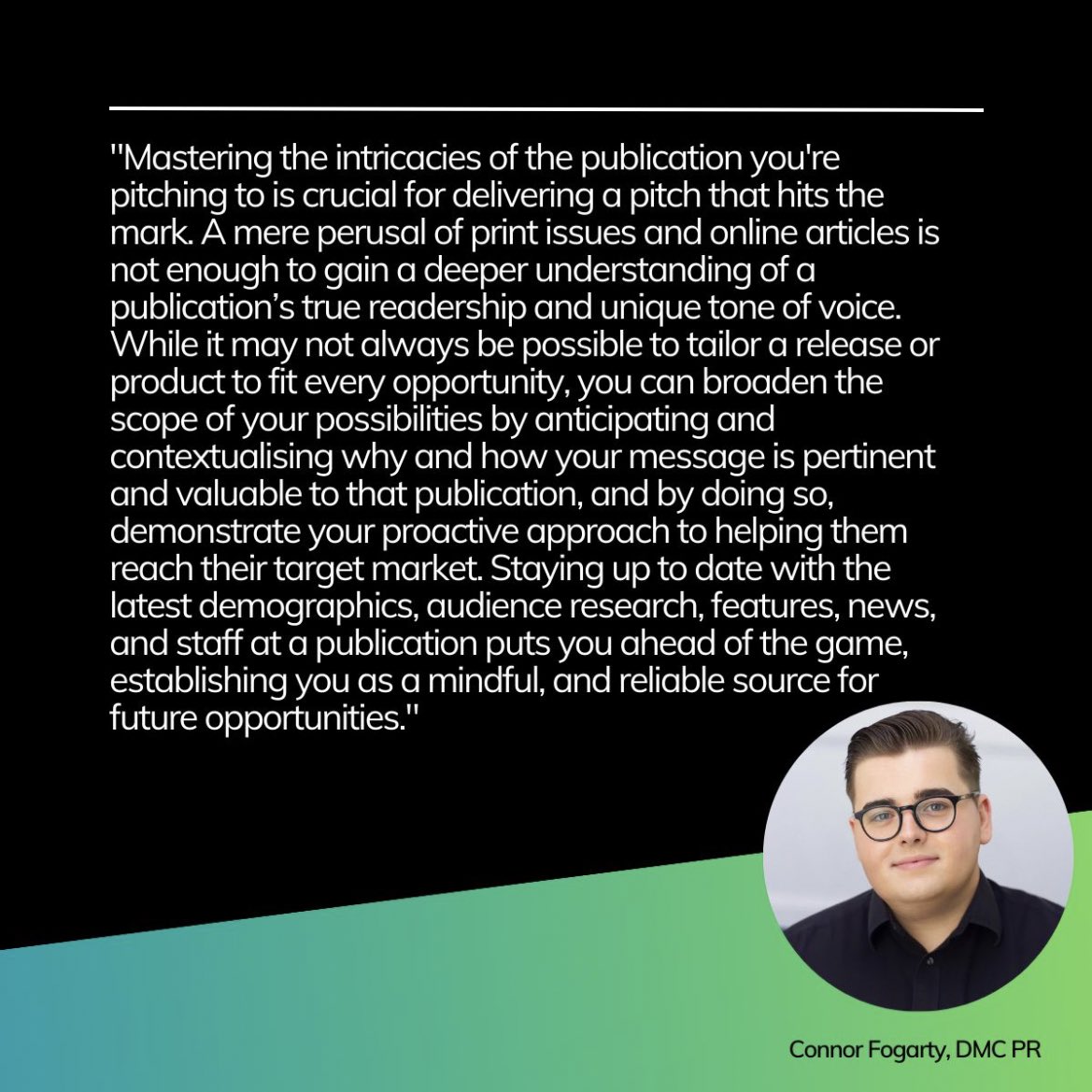 The key to a successful pitch is often a recipe that requires a fine balance of all the right ingredients, and one that at first takes a while to perfect. Sharing some thoughts on what I think takes a good pitch, to a great one!

#pr #publicrelations #pitching #successfulpitching