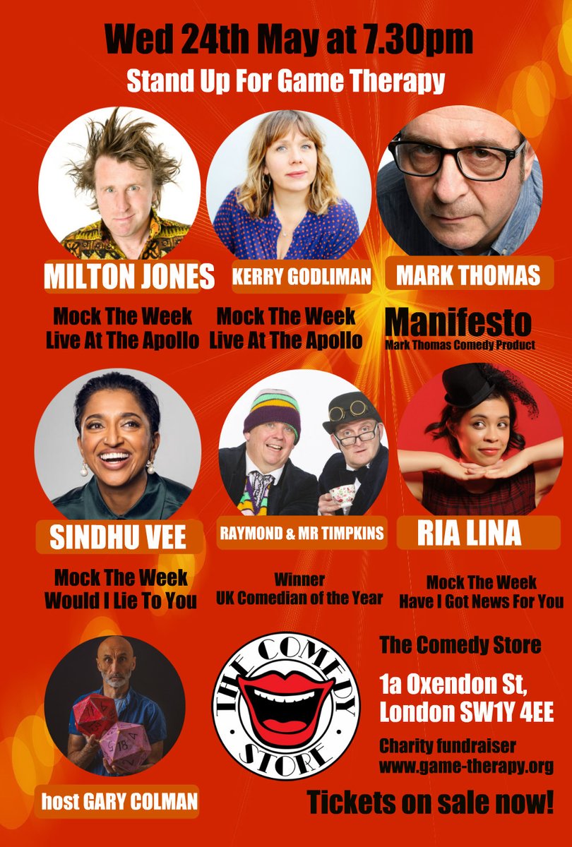 Steamforged Games (@steamforgedltd) on Twitter photo Next week <a href="/GameTherapyUK/">GameTherapyUK</a> host their second comedy fundraiser at the Comedy Store Leicester Square on Wednesday 24th May. It's another incredible line-up! Grab a ticket & support Game Therapy & their important mission: monkeysbloodproductions.com/comedyclub Next week <a href="/GameTherapyUK/">GameTherapyUK</a> host their second comedy fundraiser at the Comedy Store Leicester Square on Wednesday 24th May. It's another incredible line-up! Grab a ticket & support Game Therapy & their important mission: monkeysbloodproductions.com/comedyclub