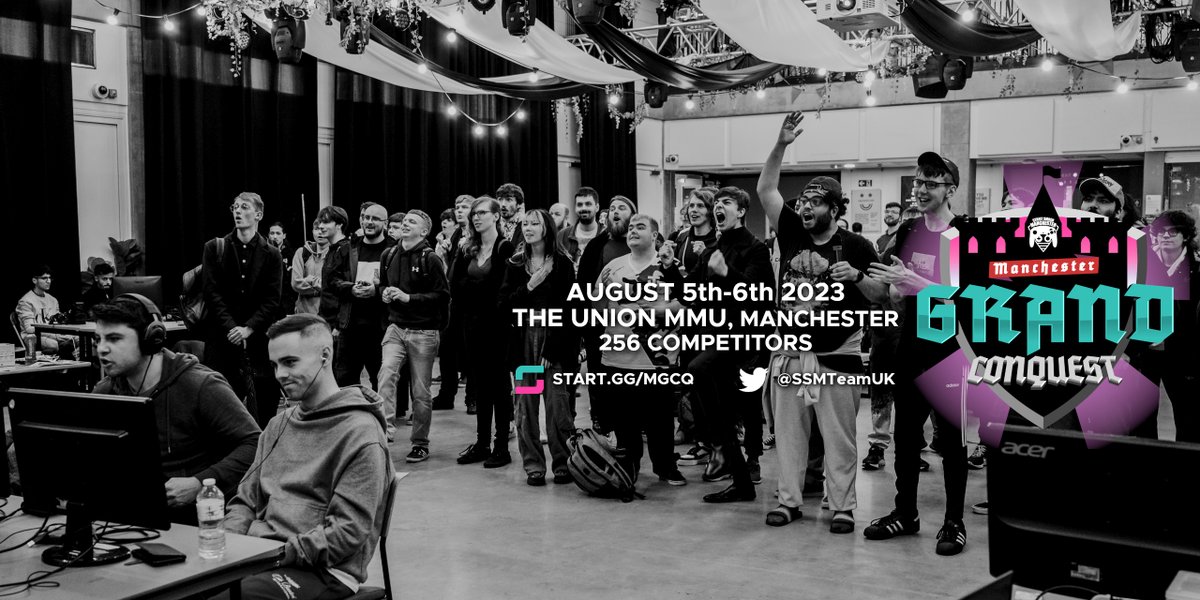 SSMTeamUK's tweet photo. 🏰 MANCHESTER GRAND CONQUEST 🏰
📅 5th-6th August
🏆 256 Singles - ALL BO5
👥 32 Doubles Teams
🌆 Venue open until 2am
☕ In-venue café & student bar
✈ Direct travel links with London, Paris, Barcelona
⚔ And MUCH more!
SIGNUPS OPEN NOW 👇
https://t.co/nt1ANYpA0s https://t.co/pf3tlKDCiq