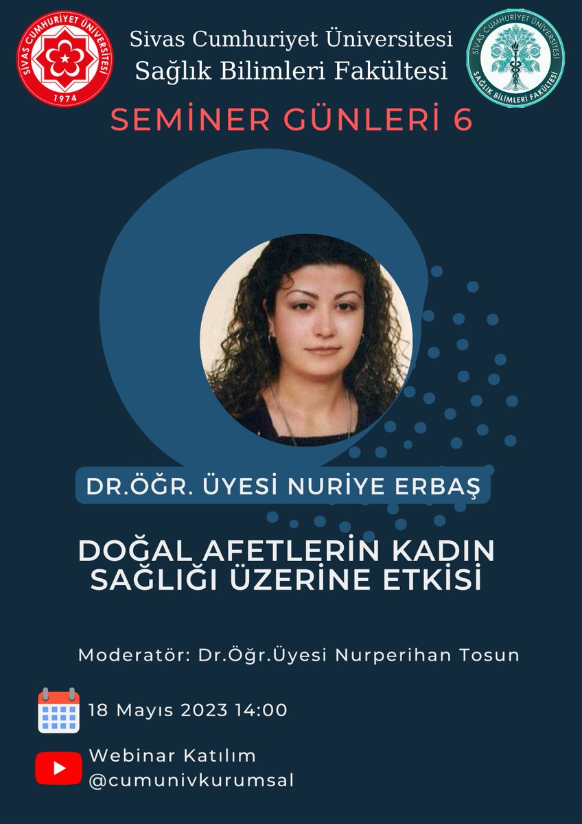 Seminer Günleri Etkinliğimizin 4. webinarı  18 Mayıs 2023 tarihinde saat 14:00'de gerçekleştirilecektir.
Katılım için: youtube.com/live/4S6c4fYvN…