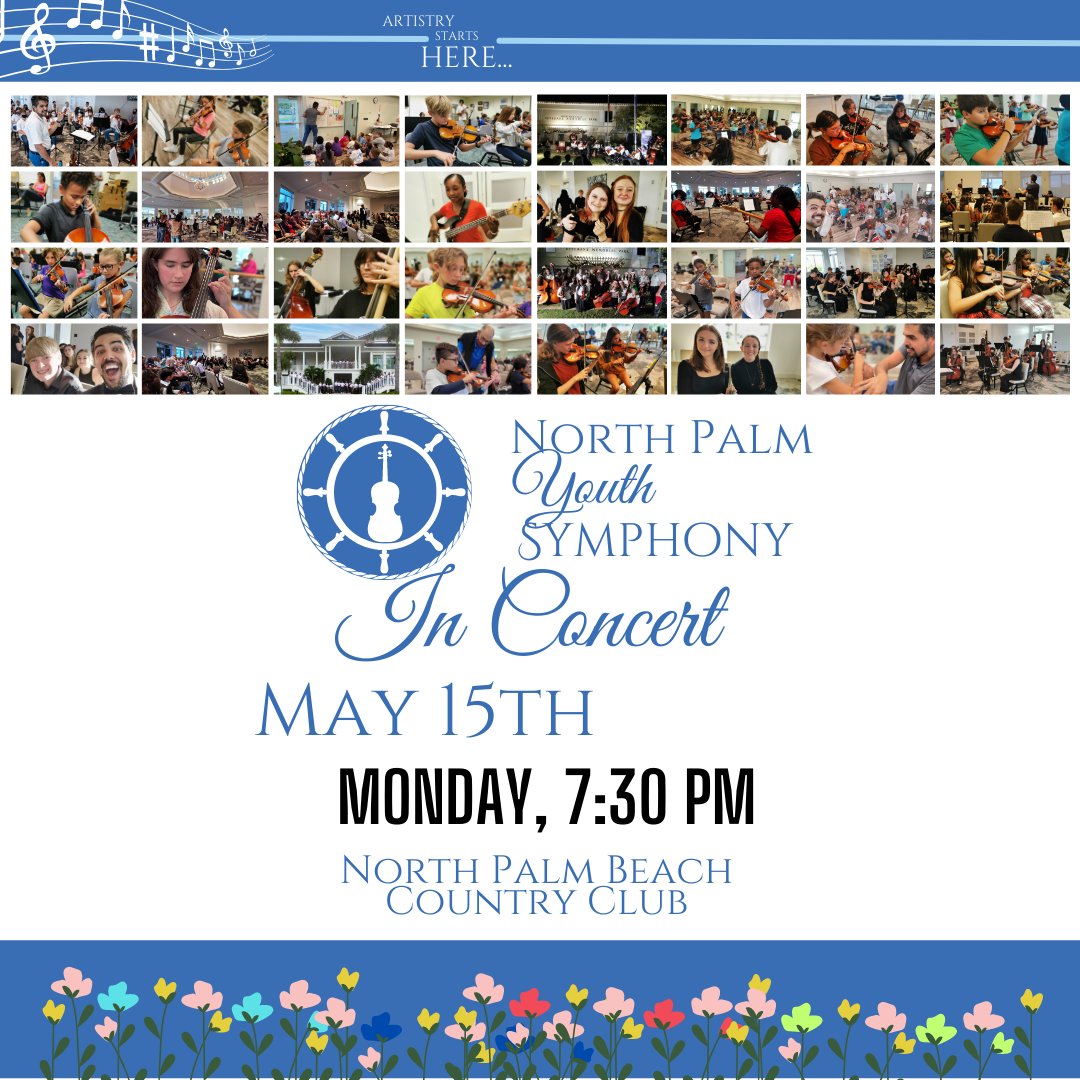 Tonight, the North Palm Youth Symphony celebrates the end of their season with a FREE and OPEN to the public community concert featuring our talented student orchestra playing a blend of pops, baroque and classical!

Please like and RT!

You are invited!

#NPYS #youthorchestra
