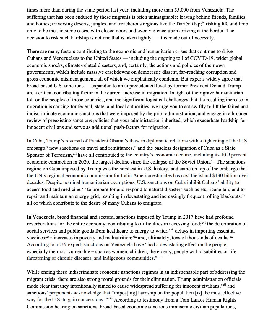 bellybeastcuba's tweet photo. 21 House Democrats urged @POTUS last week to lift Trump-era sanctions on Cuba and Venezuela contributing to record levels of migration:

“Ending these indiscriminate economic sanctions is an indispensable part of addressing the migrant crisis.”

https://t.co/VZbkZ7AgRZ https://t.co/useckZPg96