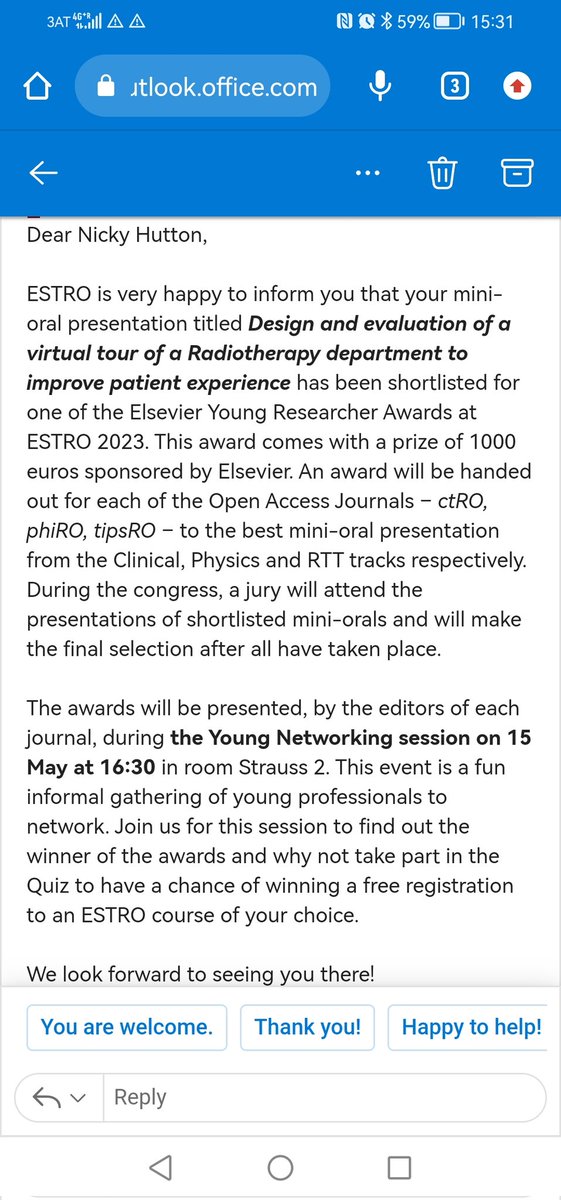 Exciting that our work has been nominated for an award at #ESTRO2023 @danielphutton @PRDResearch @RevDrMikeK @CCCNHS @LivUniRT @COLCollege
