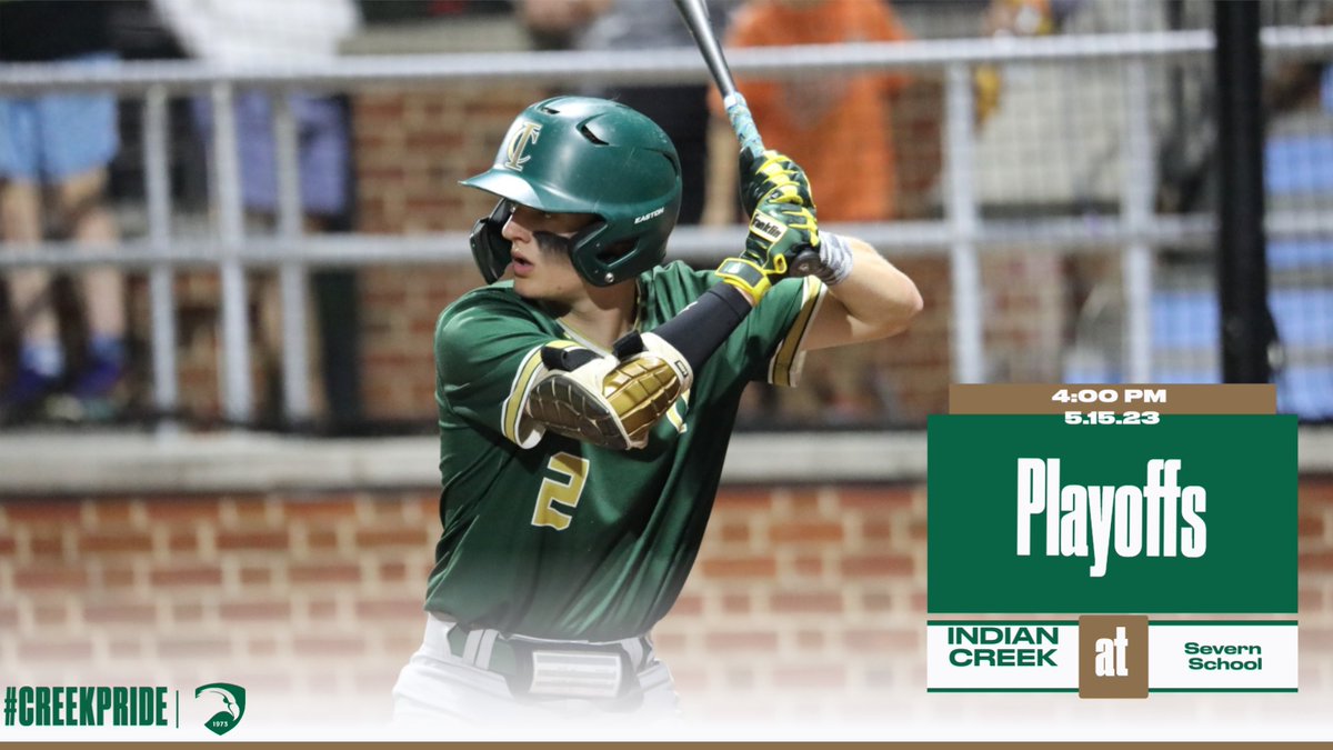 Baseball travels to Kinder Park to take on Severn School in the MIAA Playoffs at 4:00PM.
#creekpride