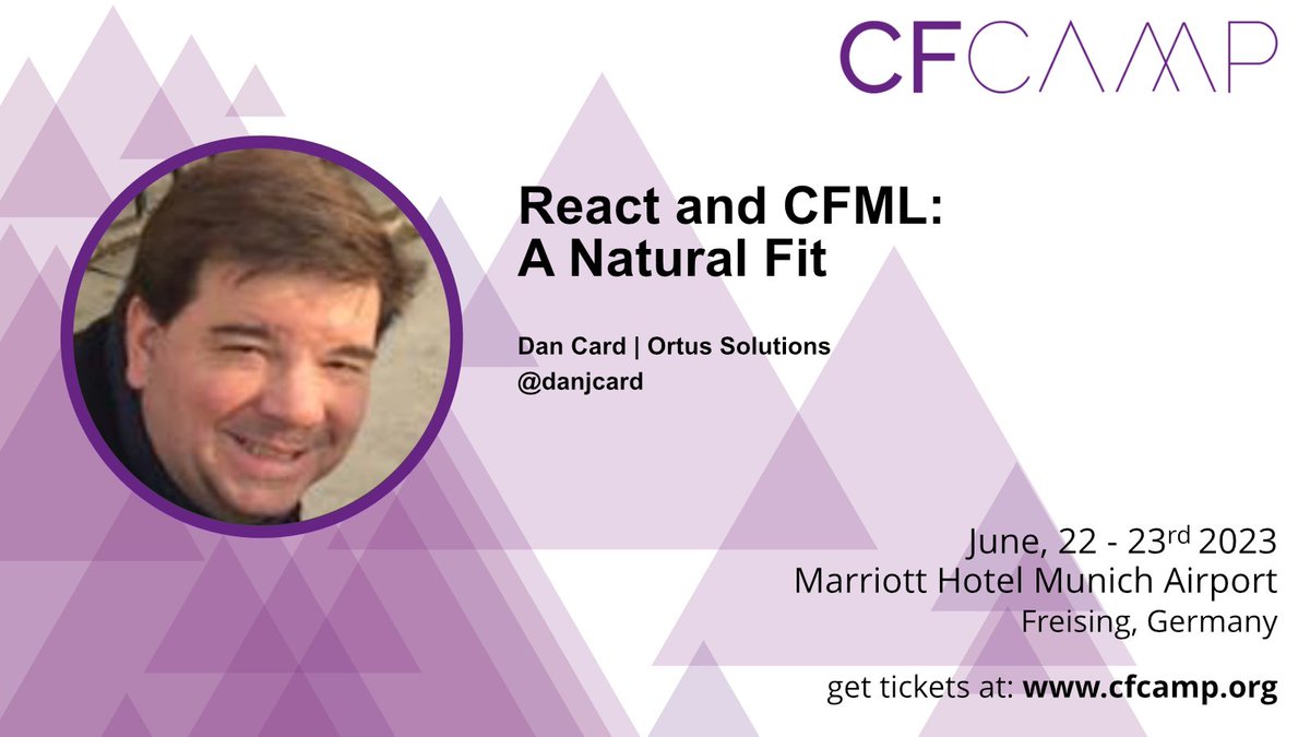 React and CFML : A Natural Fit
cfcamp.org/sessions.html with <a href="/DanJCard/">Dan Card</a>
#CFML #coldfusion #java #webdevelopment #lucee #React