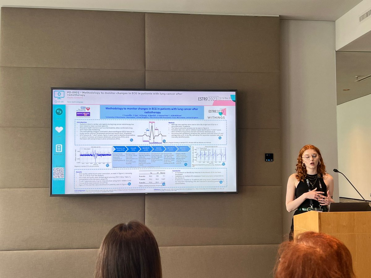 Kathryn Banfill 💙 (@kathrynbanfill) on Twitter photo Using <a href="/Withings/">Withings</a> scan watches for ECG monitoring of patients after thoracic radiotherapy. Lots of noise on the ECG so <a href="/CunniffeCharlie/">Charlie Cunniffe</a> presents a method to make the signal smoother. #ESTRO2023 Using <a href="/Withings/">Withings</a> scan watches for ECG monitoring of patients after thoracic radiotherapy. Lots of noise on the ECG so <a href="/CunniffeCharlie/">Charlie Cunniffe</a> presents a method to make the signal smoother. #ESTRO2023